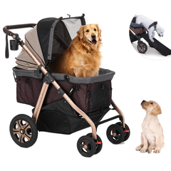 Coche para Mascotas hpz pet rover titan hd premium super-size stroller suv for small/medium/large/x-large dogs, cats and pets (Taupe)