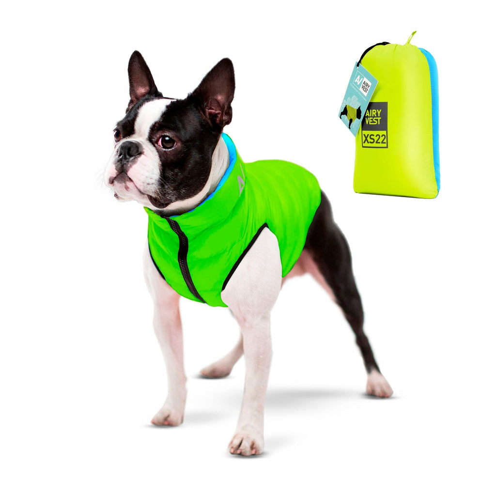 Airy Vest Casaca Reversible Verde / Celeste - Pet Fashion