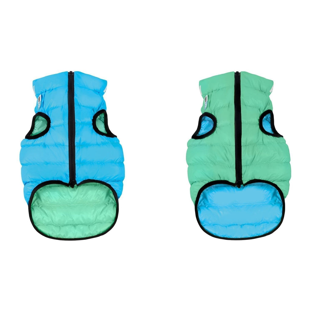Airy Vest Lumi BRILLA EN LA OSCURIDAD - Casaca Reversible Verde Claro / Azul - Pet Fashion