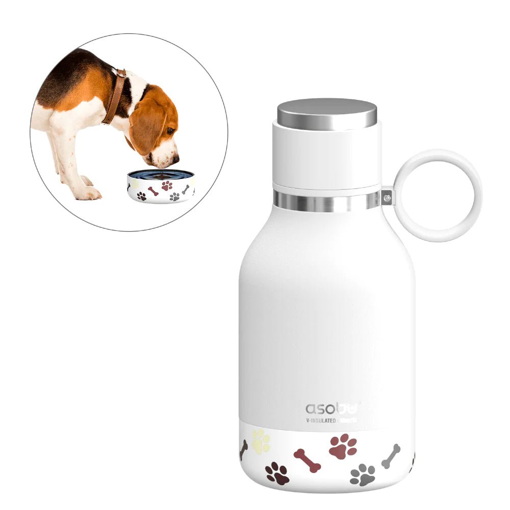 Asobu botella y bowl 2 en 1 Dog bowl bottle stainless white - Pet Fashion
