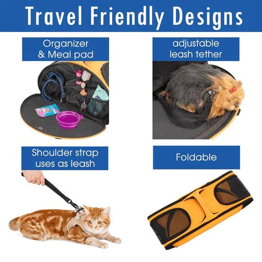 Bolso porta mascotas hpztm bingo multi-functional pet travel carrier bag/car seat/bed/airline in-cabin compatible (Sunrise orange) - Pet Fashion
