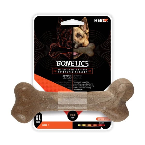 Bonetics Extra Large Femur Bone, Wood Scent juguete para perro - Pet Brands