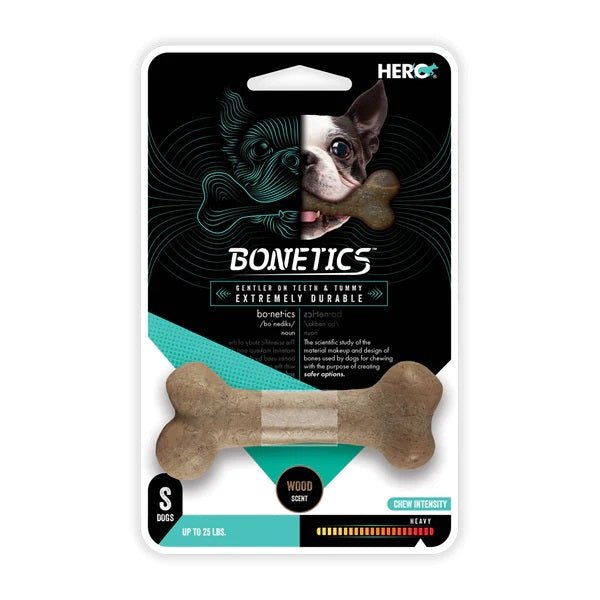 Bonetics Small Femur Bone, Wood Scent juguete para perro - Pet Brands