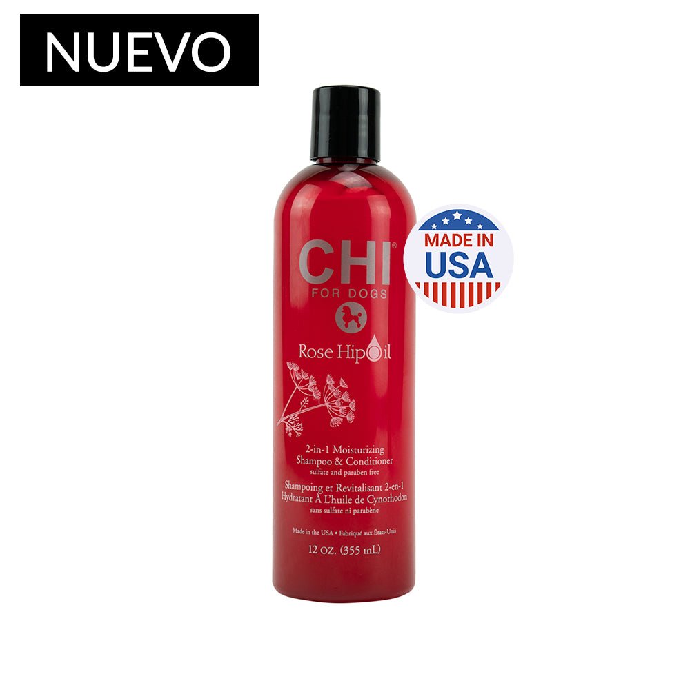 Chi shampoo acondicionador hidratante para perros 2-in-1 rose hip oil 355ml - Pet Fashion