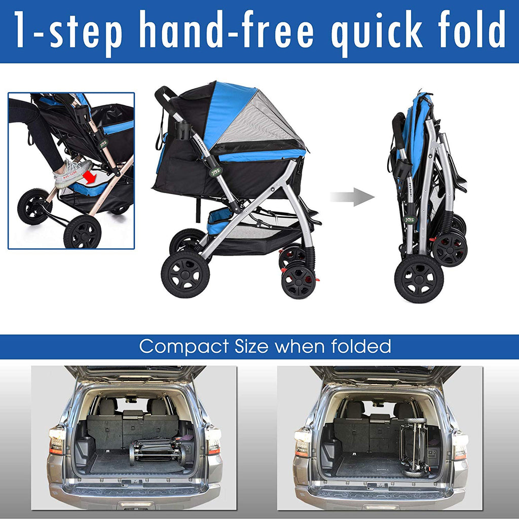 Coche para Mascotas hpztm pet rover premium stroller for small/medium/large dogs, cats and pets (Sky blue) - Pet Fashion