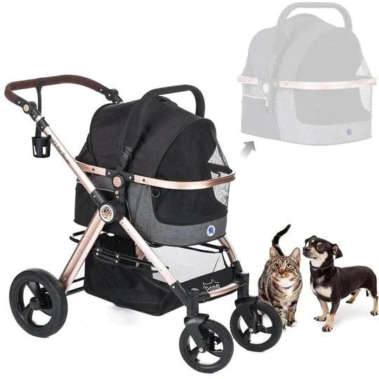 Coche para Mascotas hpztm pet rover prime luxury 3-in-1 stroller for small/medium dogs, cats and pets (Black) - Pet Fashion