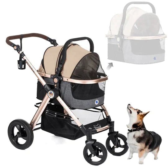 Coche para Mascotas hpztm pet rover prime luxury 3-in-1 stroller for small/medium dogs, cats and pets (Taupe) - Pet Fashion
