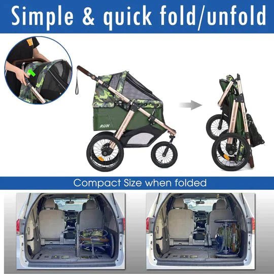 Coche para Mascotas hpztm pet rover run performance jogging sports stroller for small/medium dogs, cats and pets (Green Camo) - Pet Fashion
