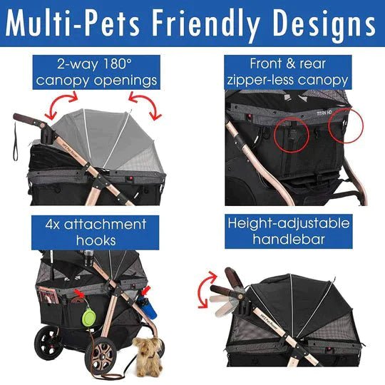 Coche para Mascotas hpztm pet rover titan hd premium super-size stroller suv for small/medium/large/x-large dogs, cats and pets (Black) - Pet Fashion