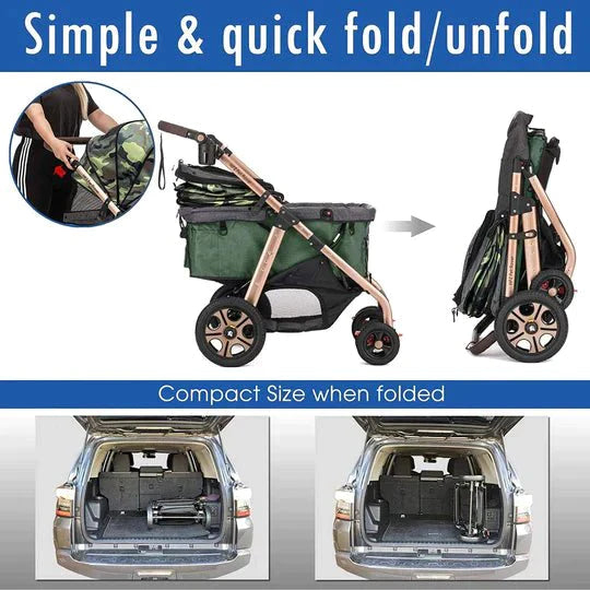 Coche para Mascotas hpztm pet rover titan hd premium super-size stroller suv for small/medium/large/x-large dogs, cats and pets (Green camo) - Pet Fashion
