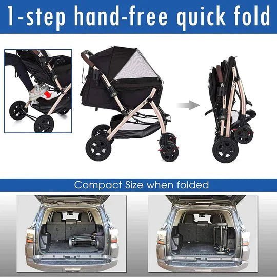Coche para Mascotas hpztm pet rover xl extra-long premium stroller for small/medium/large dogs, cats and pets (Black) - Pet Fashion