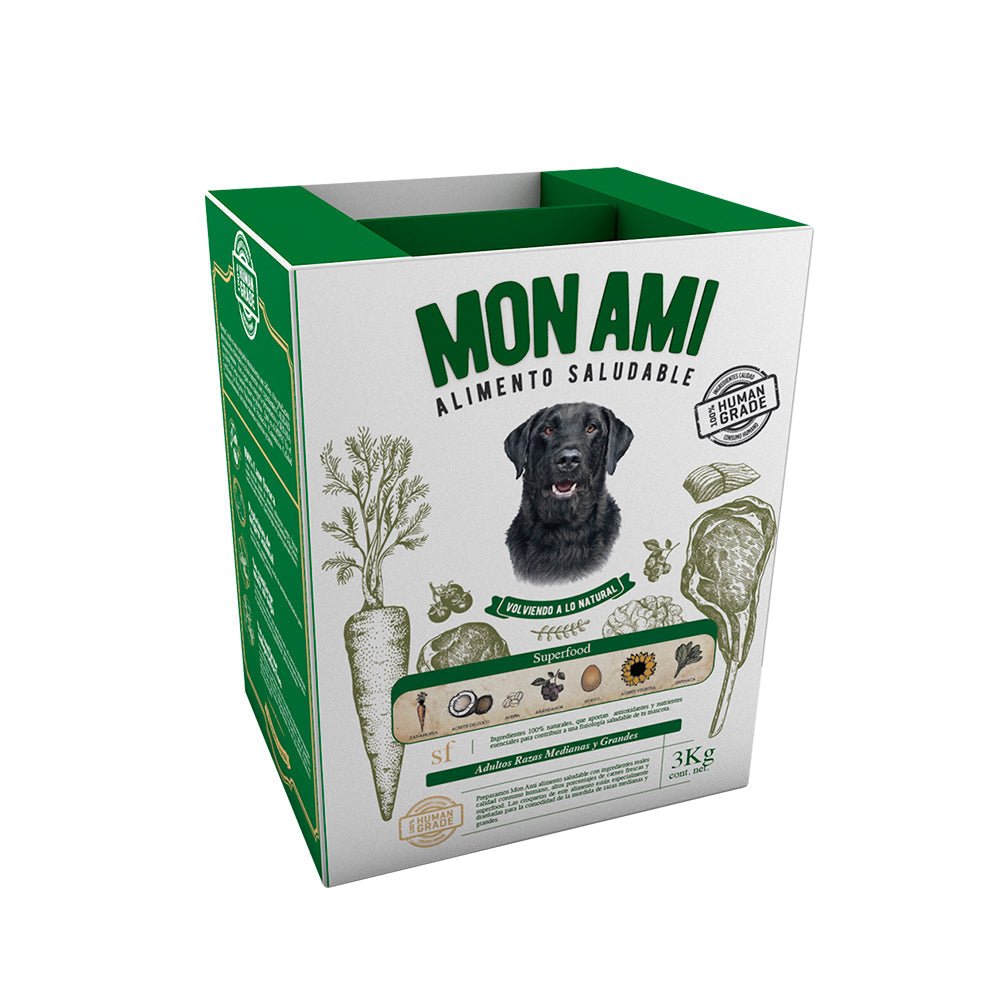 Mon Ami alimento saludable superfood para razas medianas y grandes 3 kg. - Pet Fashion