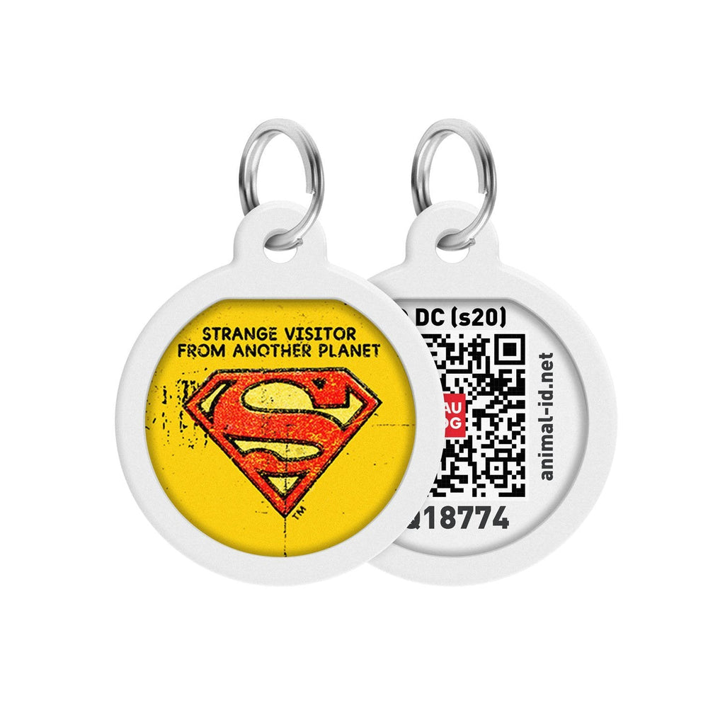 Superman Vintage DC Comics Placa de identificación Smart ID – App ¡GRATIS! - Pet Brands