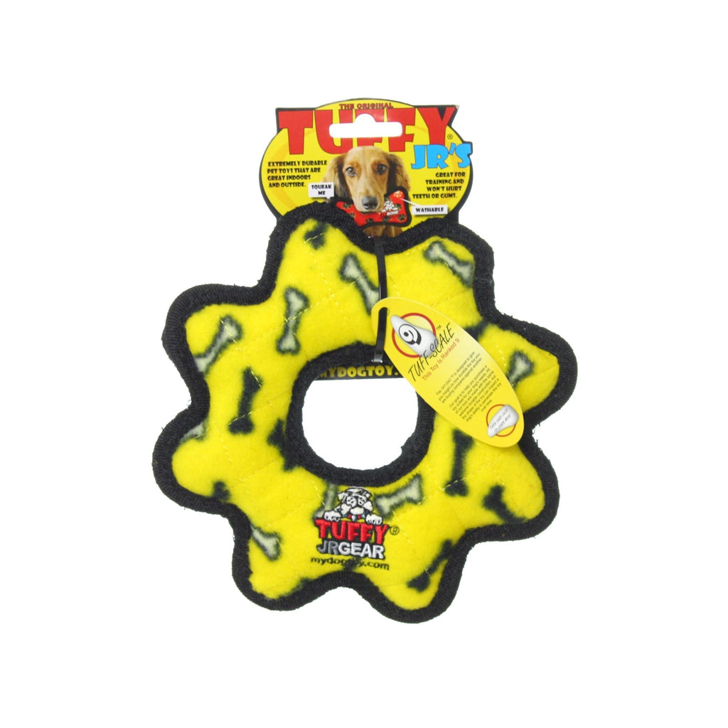 Tuffy Jr Gear Ring Yellow Bone juguete ultra resistente para perro - Pet Fashion