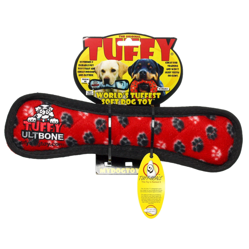 Tuffy Ultimate Bone Red Paw juguete ultra resistente para perro - Pet Fashion