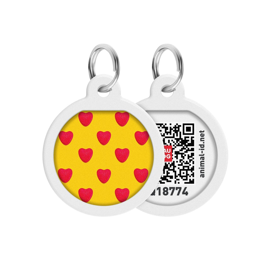 Waudog Placa de identificación Smart ID con diseño Hearts – Con registro Online - Pet Fashion