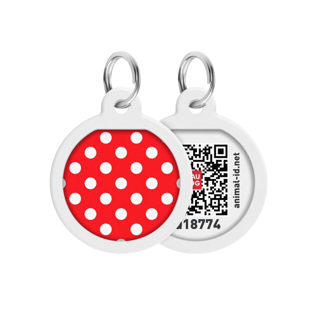 Waudog Placa de identificación Smart ID con diseño Polka Dots – Con registro Online - Pet Fashion